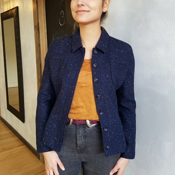 Valentino navy tweed blazer jacket designer - Picture 3 of 4